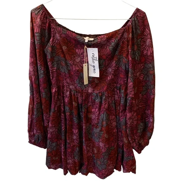 NWT Ruthie Grace Olivaceous Chasing Sunsets Babydoll Floral Autumn Dress - Picture 5 of 13